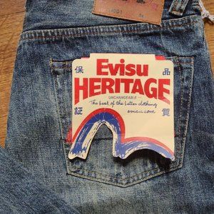 [NWT] Size 34 EVISU denim blue Jeans